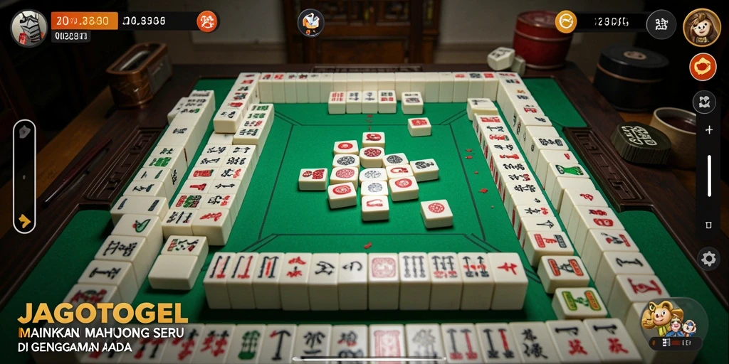 Tampilan gameplay menarik dari JAGOTOGEL yang menampilkan aksi mencocokkan ubin Mahjong.