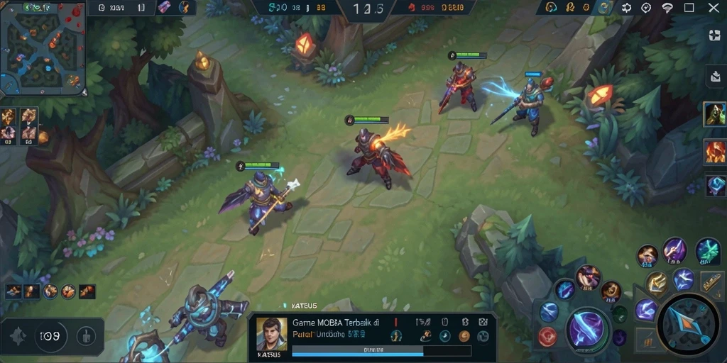 Screenshot gameplay KATSU5 yang mendebarkan dengan aksi MOBA.