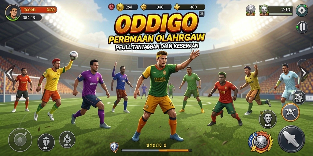 Tangkapan layar ODDIGO menunjukkan gameplay menarik dalam suasana pertandingan olahraga.