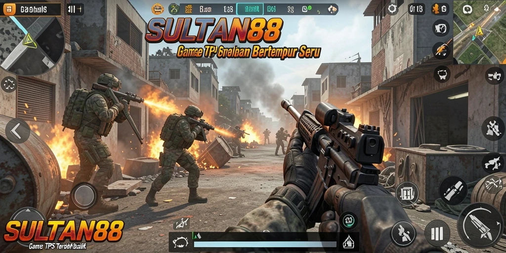 Tampilan gameplay seru dari SULTAN88 dalam pertempuran TPS.