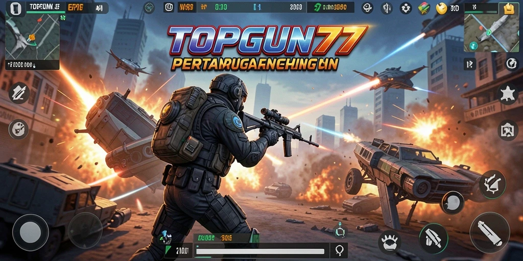 Tampilan utama gameplay TOPGUN77 dengan aksi tempur yang mendebarkan.