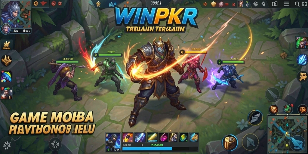 Tampilan gameplay MOBA yang seru dan mendebarkan di WINPKR.